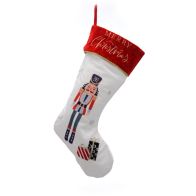 See more information about the Christmas Stocking White & Red with Nutcracker Pattern - 56cm 