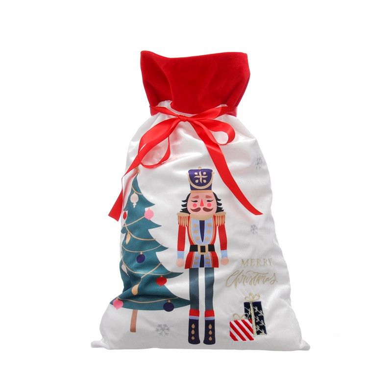 Christmas Sack White & Red with Nutcracker Pattern - 70cm 