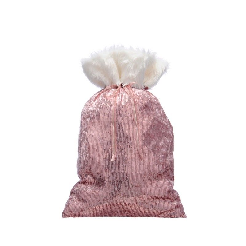 Christmas Sack Pink with Sequin Pattern - 70cm 