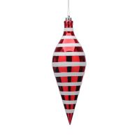 See more information about the Bauble Christmas Decoration Red & White with Striped Pattern - 40cm 