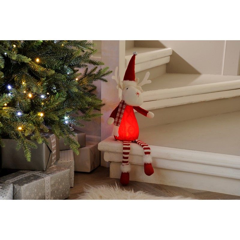 LED Christmas Dangly Legs Reindeer With Red Body - 54.5cm