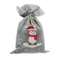 See more information about the Christmas Sack Grey with Penguin Pattern - 70cm 