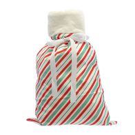 See more information about the Christmas Sack Red & Green with Striped Pattern - 70cm 