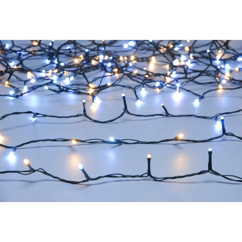 Christmas String Fairy Lights Multifunction White & Warm White Outdoor 200 LED - 19.9m 