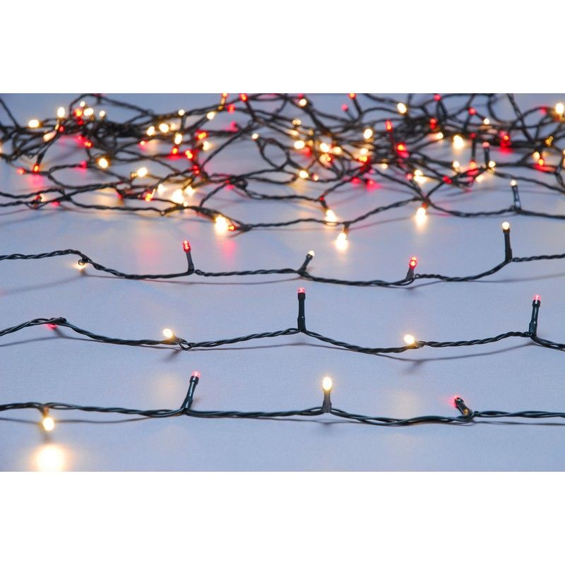 Christmas String Fairy Lights Multifunction Red & Warm White Outdoor 200 LED - 19.9m 
