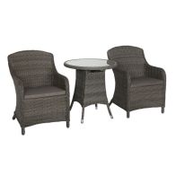 See more information about the Paris Rattan Garden Bistro Set by Royalcraft - 2 Seats Grey Cushions