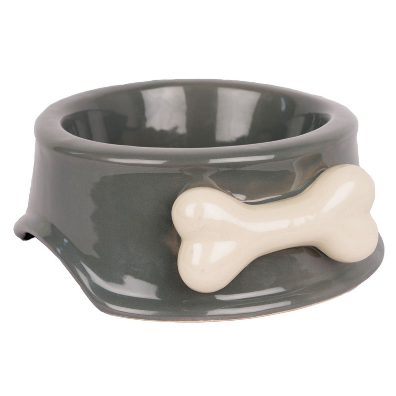 Small Dog Bowl Grey Ceramic 18cm by Banbury