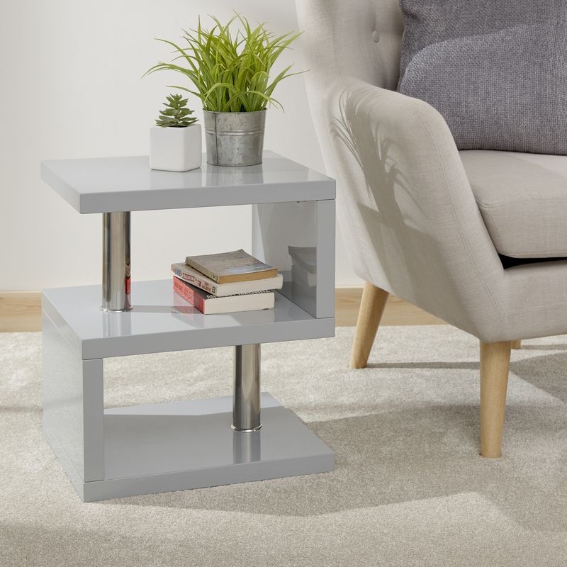 Polar Side Table Grey 2 Shelves