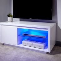 See more information about the Polar TV Unit White 1 Door 2 Shelf LED