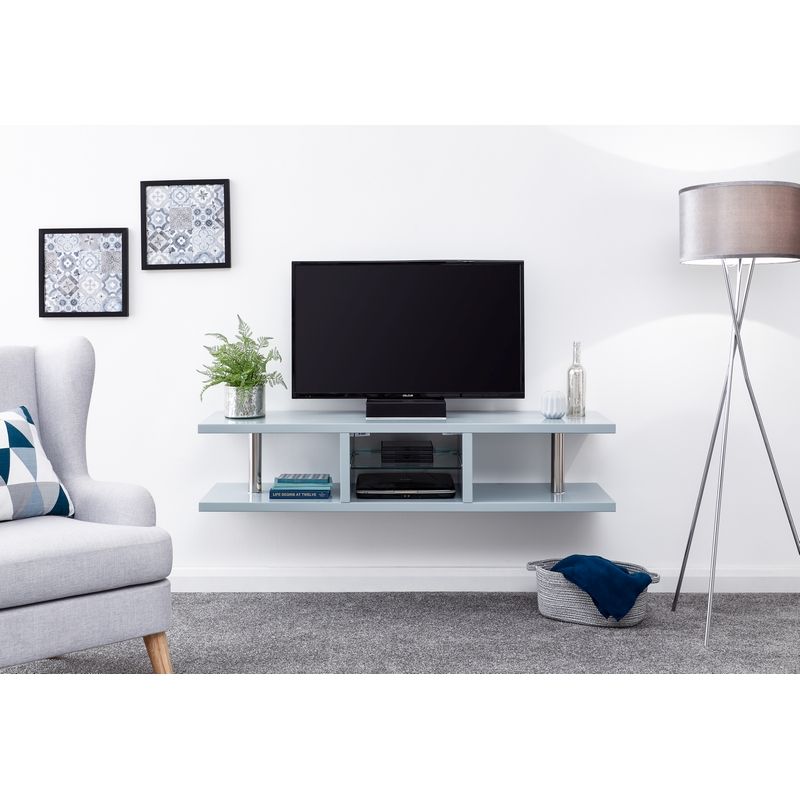 Polar Grey LED Wall Mounted TV Unit