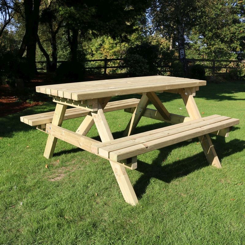 Deluxe Garden Picnic Table by Croft - 6 Seats