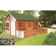 See more information about the Shire Pemberey 12' 9" x 18' Reverse Apex Log Cabin - Premium 34mm Cladding Tongue & Groove