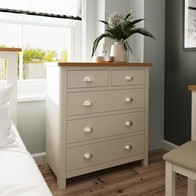 See more information about the Westbridge Chest of Drawers Oak Grey 5 Drawers