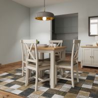 See more information about the Westbridge Light Oak & Dove Grey Fixed Top Dining Table