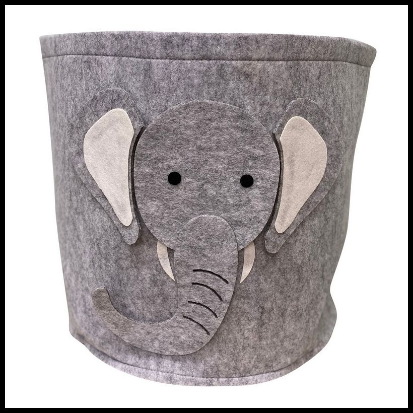 Elephant Fabric Laundry Bin 34 Litres - Grey
