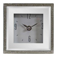 See more information about the Mirrored Clock White with Jewelled Pattern Battery Powered - 14cm