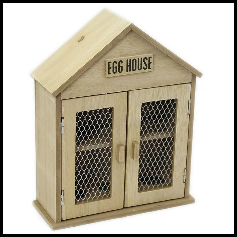 Wood Egg House Door Lid 2 Compartments 25cm - Natural