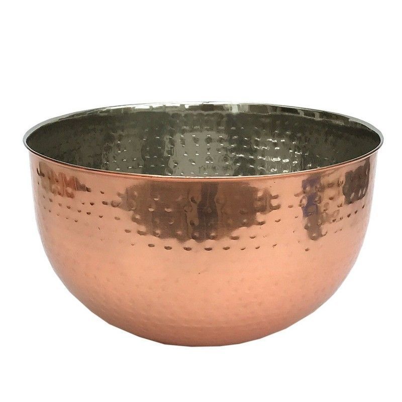 Bowl Metal Copper with Hammered Pattern - 24cm