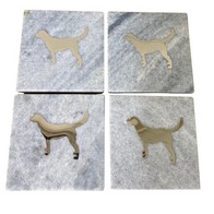See more information about the 4x Coaster Marble Gold & White with Dog Pattern - 10cm