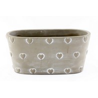 See more information about the Planter Stoneware Grey with Heart Pattern - 25cm