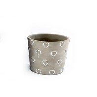 See more information about the Planter Stoneware Grey with Heart Pattern - 14.5cm