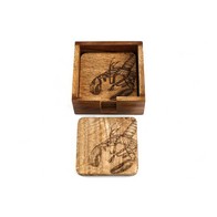See more information about the 4x Lobster Coaster Wood with Engraved Pattern - 10cm