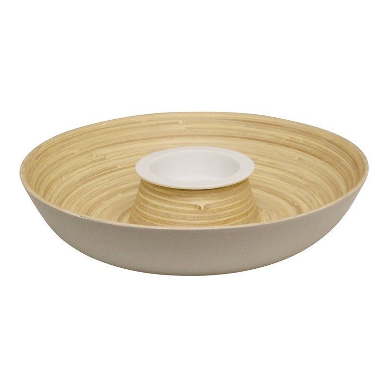 Dip Dish Bamboo & Ceramic White - 32cm