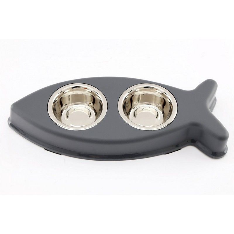 2 Pack Cat and Dog Bowl Grey Stainless Steel 0.4 ml by Geko