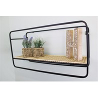 See more information about the Contemporary Shelving Unit Metal & Wicker Black 1 Shelf