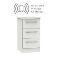 See more information about the Colby 3 Drawer Wireless Charging Bedroom Bedside Cabinet Light Grey