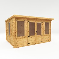 See more information about the Mercia 13' 2" x 10' 10" Pent Log Cabin - Premium 19mm Cladding Log Clad