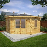 See more information about the Mercia 13' 5" x 13' 7" Hip Log Cabin - Premium 28mm Cladding Log Clad