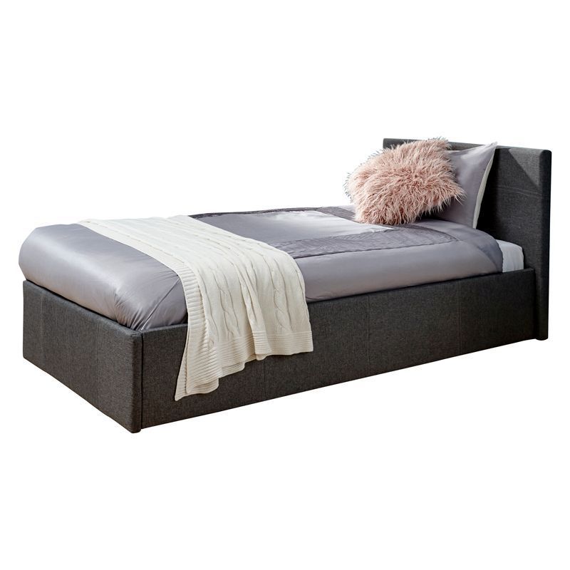 Winston Single Ottoman Bed Fabric Grey 3 x 7ft