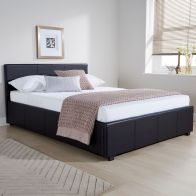 Winston Side Lift Double Ottoman Bed Black Faux Leather
