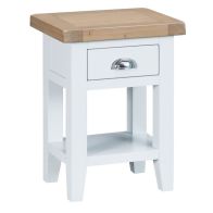 See more information about the Lighthouse Side Table Oak & White 1 Shelf 1 Drawer