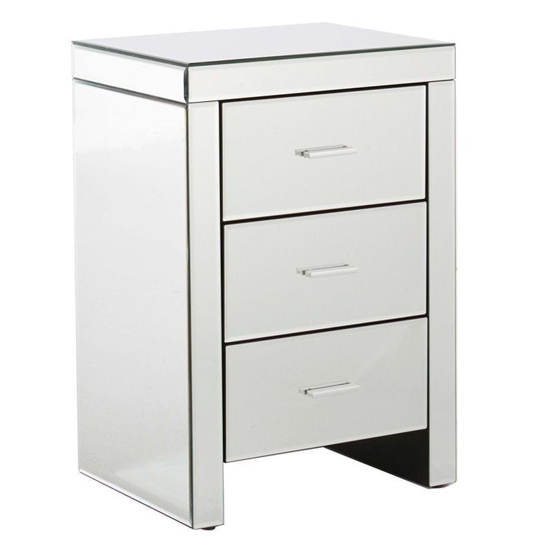 Venetian Bedside Mirrored 3 Drawers Large