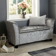 See more information about the Verona Window Seat Grey & Crushed Velvet With Storage