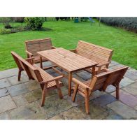 See more information about the Swedish Redwood Garden Furniture Set by Croft - 10 Seats