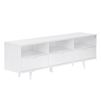 See more information about the Essentials Console Table White 3 Shelves 3 Drawers