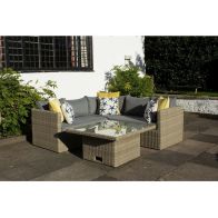 See more information about the Wentworth Rattan Garden Corner Sofa by Royal Craft - 5 Seats Grey Cushions