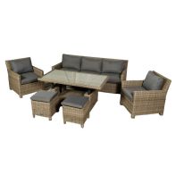 See more information about the Wentworth Rattan Garden Patio Dining Set by Royalcraft - 5 Seats Grey Cushions