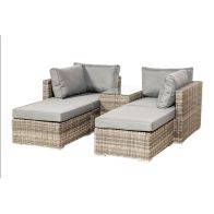 See more information about the Wentworth Rattan Garden Sun Lounger Set by Royalcraft - 2 Seats Grey Cushions