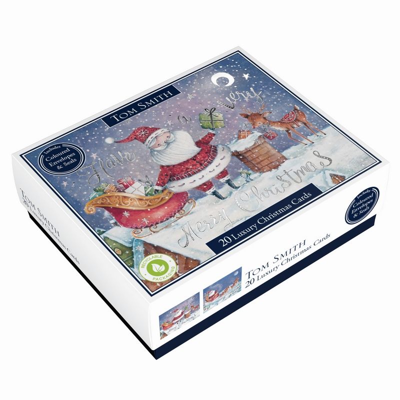 Box of 20 Luxury Whimsical Santa Christmas Cards