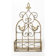 See more information about the Planter Metal Gold with Bird Pattern Wall Mounted - 53.3cm