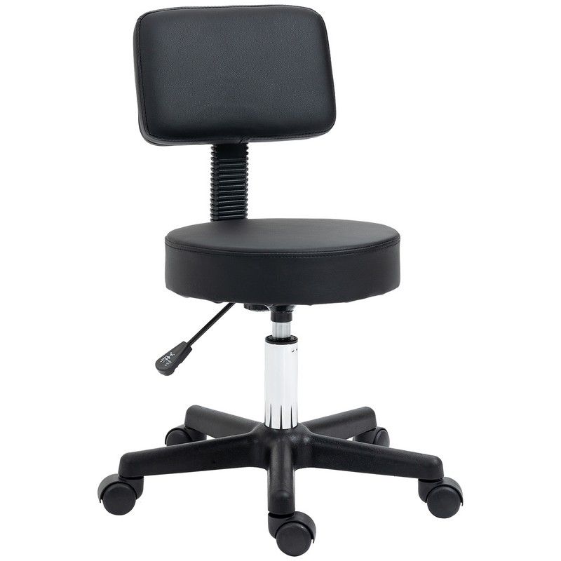 Homcom Swivel Salon Chair w/ Padded Seat Back 5 Wheels Adjustable Height Salon Hairdressers Tattoo Spa Rolling Black