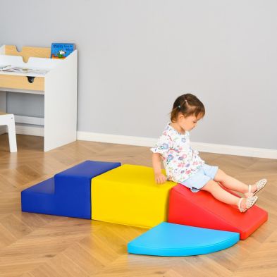 See more information about the Homcom 4-piece Soft Play Set Climb and Crawl Foam Toddler Stairs and Ramp for Baby