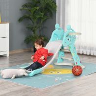 See more information about the Homcom 2 in 1 Kids Slide with Basketball Hoop 18 months -4 Years Old Deer Blue