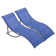 See more information about the Outsunny Set Of 2 S-Shaped Foldable Lounge Chair Sun Lounger Reclining Outdoor Chair For Patio Beach Garden Blue