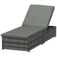 See more information about the Outsunny Rattan Outdoor Garden Reclining Sun Lounger Grey