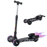 See more information about the Homcom Kids 3 Wheel Plastic Scooter Adjustable Height w/ Engine-Look Water Spray Black